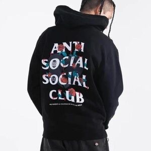 Nwt Anti Social Social Club Men's Black Hoodie x Sad boyz Miles de Rosas